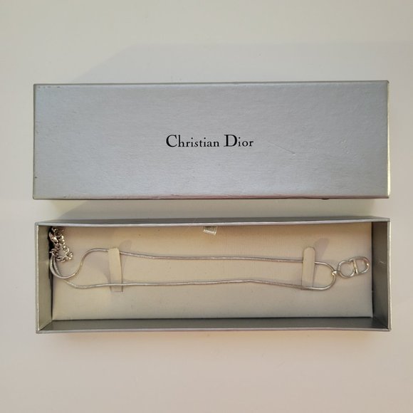 CHRISTIAN DIOR CD Logo Silver Tone Necklace - Vintage - Picture 5 of 6